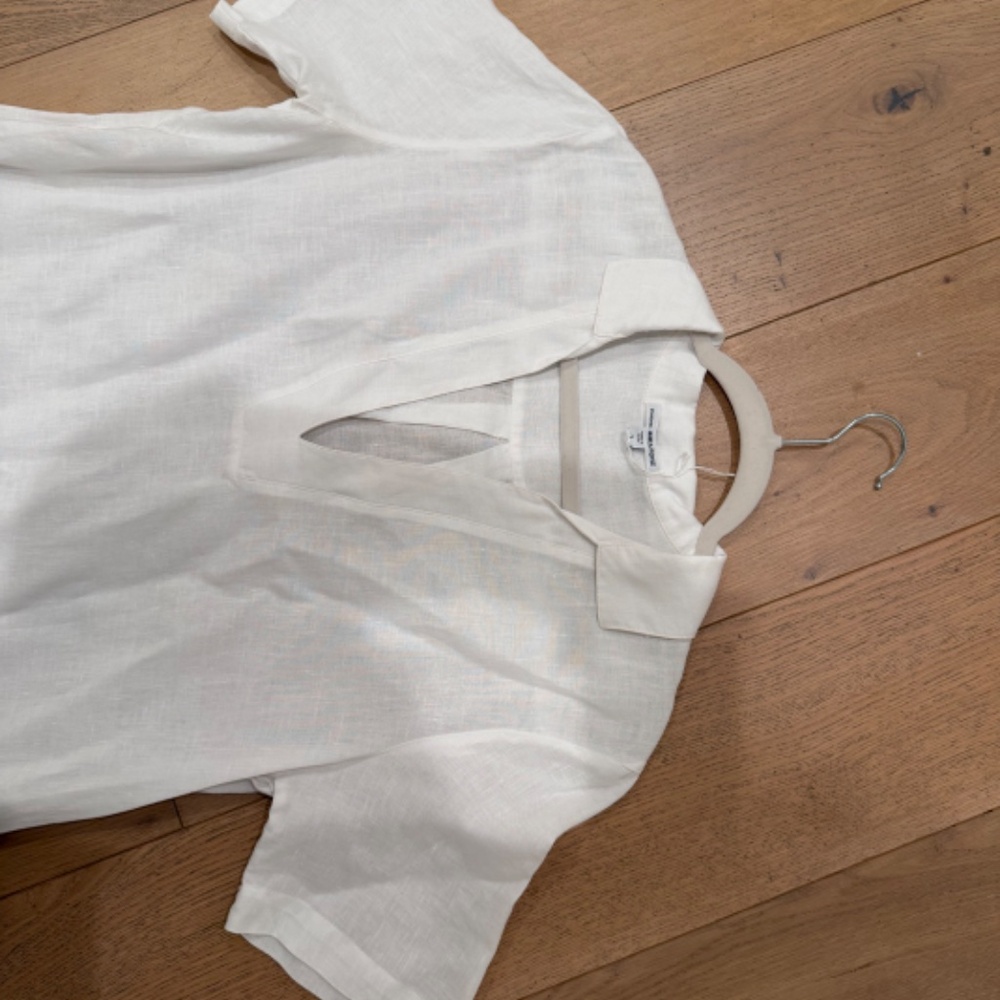 James Perse White Linen Cotton Short Sleeved Dress - Size 2 - Picture 2 of 5